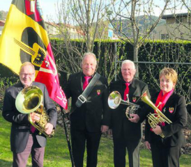 François Michel, Jacques Théraulaz, Michel Genoud et Marie-Claude Villard (de g. à dr.) seront récompensés pour leurs nombreuses années de musique. DR