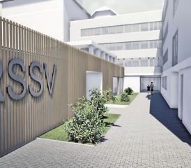 La rénovation de l’ancien hôpital de Châtel-St-Denis permettra d’avoir une entrée centrale pour les divers services. ATELIER 78