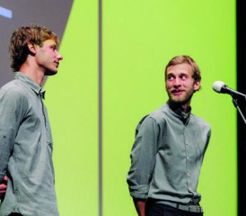 Silvain Monney (à dr.) et son coréalisateur Samuel Patthey ici lors de la présentation du film d’animation Ecorce au Festival du film de Locarno. SABINE CATTANEO/LOCARNO FILM FESTIVAL