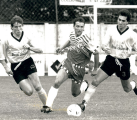 De gauche à droite, Raboud, Bozzi et Blasco lors d’un match en 1991 à Colombier. MCFREDDY