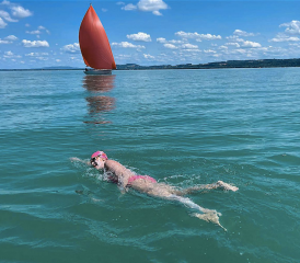 Partie à 4 h 19 d’Yverdon-les-Bains, Monika Mittaz a achevé sa traversée un peu plus de douze heures plus tard à La Tène. DR