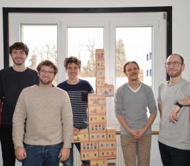 L'équipe de DNA Studios - composée de Nicolas Gachoud, Nathanaël Monney, Martin Charrière, Antoine Débois et David Hofer (de g. à dr.) - se réjouit que l'une de ses créations soit disponible sur la Nintendo Switch. CM