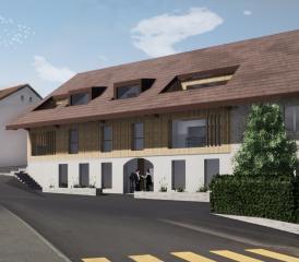 La Léchère 2bis, au centre de Granges, sera transformée en salle communale et en appartements. ATELIER 78/IMAGES DE SYNTHÈSE