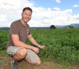 Raphaël Bonzon a recouvert un champ de 5000 m2 d’orties pour produire du purin en grande quantité: une première en Suisse. CM