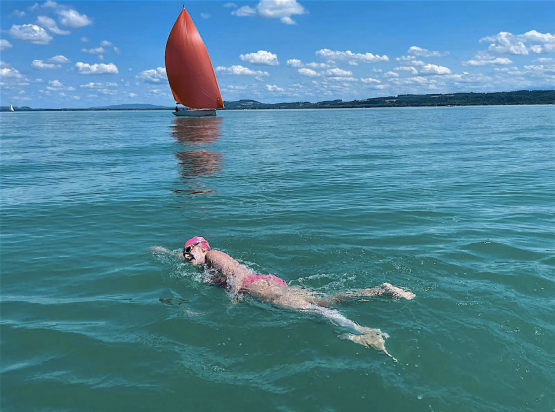 Partie à 4 h 19 d’Yverdon-les-Bains, Monika Mittaz a achevé sa traversée un peu plus de douze heures plus tard à La Tène. DR