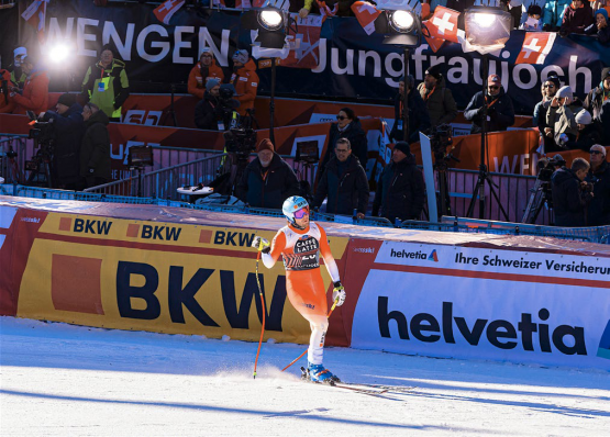 Alexis Monney s’est illustré en réalisant le meilleur temps lors du premier entraînement à Kitzbühel. CHLOÉ LAMBERT