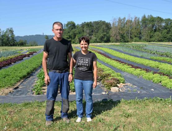 Daniel et Agnès Perroud cultivent une grande variété de fruits et de légumes en libre-service depuis vingt-cinqu ans. CM