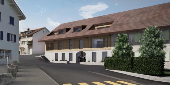 La Léchère 2bis, au centre de Granges, sera transformée en salle communale et en appartements. ATELIER 78/IMAGES DE SYNTHÈSE