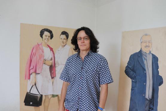 En plus de ses œuvres personnelles, Peggy Jault a réalisé avec ses élèves d’Oron-la-Ville trois œuvres dans l’un des appartements désormais vides. PHOTOS VJ