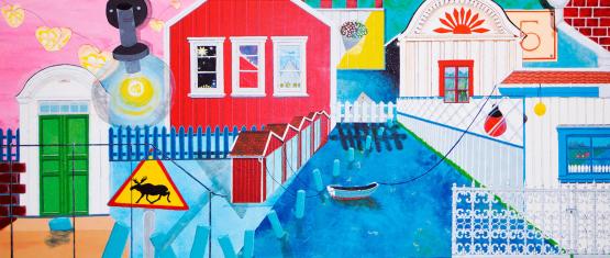 Dans ses œuvres, Léa Stuby revient sur son voyage d’un mois à travers la Suède, la Norvège et la Finlande. Elle est notamment tombée sous le charme du village de Fjällbacka. PHOTOS LÉA STUBY