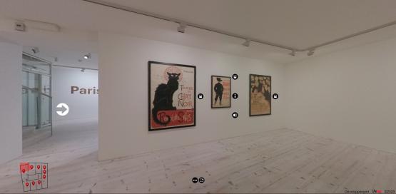 Grâce à la capture 360°, les visiteurs peuvent arpenter les couloirs de l’exposition Paris en fête et découvrir les œuvres depuis chez eux. GEOSUD/MUSÉE D’ART DE PULLY
